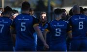 18 November 2022; Leinster captain Liam Turner in the team huddle before the Bank of Ireland friendly match between Leinster and Chile at Energia Park in Dublin. Photo by Harry Murphy/Sportsfile