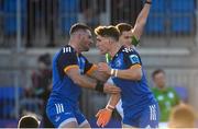 18 November 2022; Cormac Foley of Leinster celebrates with teammate Andrew Smith after scoring his side's third try during the Bank of Ireland friendly match between Leinster and Chile at Energia Park in Dublin. Photo by Harry Murphy/Sportsfile