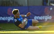 18 November 2022; Cormac Foley of Leinster scores his side's third try during the Bank of Ireland friendly match between Leinster and Chile at Energia Park in Dublin. Photo by Harry Murphy/Sportsfile