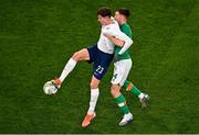 17 November 2022; Jørgen Larsen of Norway and Dara O'Shea of Republic of Ireland during the International Friendly match between Republic of Ireland and Norway at the Aviva Stadium in Dublin. Photo by Ben McShane/Sportsfile