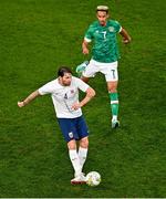 17 November 2022; Stefan Strandberg of Norway and Callum Robinson of Republic of Ireland during the International Friendly match between Republic of Ireland and Norway at the Aviva Stadium in Dublin. Photo by Ben McShane/Sportsfile