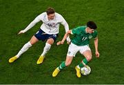 17 November 2022; Callum O'Dowda of Republic of Ireland and Ola Solbakken of Norway during the International Friendly match between Republic of Ireland and Norway at the Aviva Stadium in Dublin. Photo by Ben McShane/Sportsfile