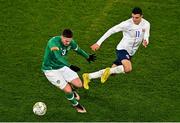 17 November 2022; Matt Doherty of Republic of Ireland and Mohamed Elyounoussi of Norway during the International Friendly match between Republic of Ireland and Norway at the Aviva Stadium in Dublin. Photo by Ben McShane/Sportsfile