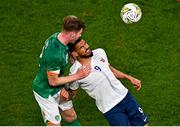 17 November 2022; Ohi Omoijuanfo of Norway and Nathan Collins of Republic of Ireland during the International Friendly match between Republic of Ireland and Norway at the Aviva Stadium in Dublin. Photo by Ben McShane/Sportsfile