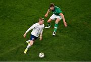 17 November 2022; Ola Brynhildsen of Norway and Nathan Collins of Republic of Ireland during the International Friendly match between Republic of Ireland and Norway at the Aviva Stadium in Dublin. Photo by Ben McShane/Sportsfile