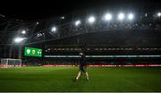 17 November 2022; A groundsman inspects the pitch before the International Friendly match between Republic of Ireland and Norway at the Aviva Stadium in Dublin. Photo by Eóin Noonan/Sportsfile