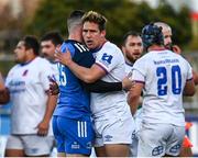 18 November 2022; José Ignacio Larenas of Chile and Chris Cosgrave of Leinster embrace after the Bank of Ireland friendly match between Leinster and Chile at Energia Park in Dublin. Photo by Harry Murphy/Sportsfile