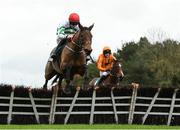 19 November 2022; Queens Brook, with Jack Kennedy up, jump the last on their way to winning The Frontline Security Grabel Mares Hurdle during day one of the Punchestown Festival at Punchestown Racecourse in Kildare. Photo by Matt Browne/Sportsfile
