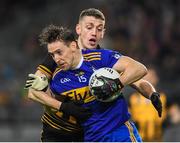 19 November 2022; Bryan McMahon of Ratoath in action against Peter Murphy of The Downs during the AIB Leinster GAA Football Senior Club Championship Semi-Final match between The Downs and Ratoath at Croke Park in Dublin. Photo by Daire Brennan/Sportsfile