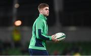 19 November 2022; Jack Crowley of Ireland before the Bank of Ireland Nations Series match between Ireland and Australia at the Aviva Stadium in Dublin. Photo by David Fitzgerald/Sportsfile