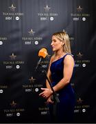 19 November 2022; Niamh McLaughlin of Donegal is interviewed during the TG4 All-Ireland Ladies Football All Stars Awards banquet, in association with Lidl, at the Bonnington Dublin Hotel. Photo by Eóin Noonan/Sportsfile