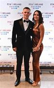 19 November 2022; Andy Lyons of Shamrock Rovers and Annmarie Byrne upon arrival at the PFA Ireland Awards 2022 at the Marker Hotel in Dublin. Photo by Sam Barnes/Sportsfile