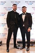 19 November 2022; Aidan Keena of Sligo Rovers and his brother Trevor Keena upon arrival at the PFA Ireland Awards 2022 at the Marker Hotel in Dublin. Photo by Sam Barnes/Sportsfile