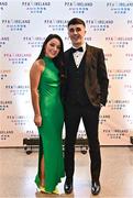 19 November 2022; Barry Coffey of Cork City and Aoife Tynan upon arrival at the PFA Ireland Awards 2022 at the Marker Hotel in Dublin. Photo by Sam Barnes/Sportsfile