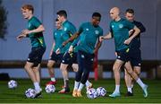 19 November 2022; Republic of Ireland players, from left, Liam Scales, Chiedozie Ogbene and Will Smallbone during a training session at the National Stadium training grounds in Ta' Qali, Malta. Photo by Seb Daly/Sportsfile