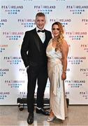 19 November 2022; Stephen Walsh of Galway United and Nicole Walsh upon arrival at the PFA Ireland Awards 2022 at the Marker Hotel in Dublin. Photo by Sam Barnes/Sportsfile