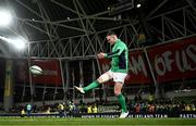 19 November 2022; Jonathan Sexton of Ireland warms up before the Bank of Ireland Nations Series match between Ireland and Australia at the Aviva Stadium in Dublin. Photo by Harry Murphy/Sportsfile