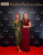 19 November 2022; Cork footballers Doireann O'Sullivan, left, and Róisín Phelan upon arrival at the TG4 All-Ireland Ladies Football All Stars Awards banquet, in association with Lidl, at the Bonnington Dublin Hotel. Photo by Eóin Noonan/Sportsfile