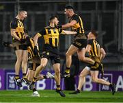 19 November 2022; The Downs, left to right, Peter Murphy, Conor Coughlan, Dean Egerton, Joseph Moran and Niall Mitchell celebrate after the AIB Leinster GAA Football Senior Club Championship Semi-Final match between The Downs and Ratoath at Croke Park in Dublin. Photo by Daire Brennan/Sportsfile