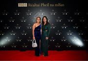 19 November 2022; Donegal footballers Niamh McLaughlin, left, and Niamh Hegarty upon arrival at the TG4 All-Ireland Ladies Football All Stars Awards banquet, in association with Lidl, at the Bonnington Dublin Hotel. Photo by Eóin Noonan/Sportsfile