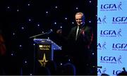 19 November 2022; MC Dáithí Ó Sé speaking during the TG4 All-Ireland Ladies Football All Stars Awards banquet, in association with Lidl, at the Bonnington Dublin Hotel. Photo by Eóin Noonan/Sportsfile