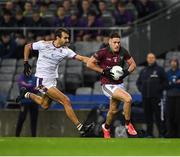 19 November 2022; Paddy O'Sullivan of Portarlington in action against Ben Shovlin of Kilmacud Crokes during the AIB Leinster GAA Football Senior Club Championship Semi-Final match between Portarlington and Kilmacud Crokes at Croke Park in Dublin. Photo by Daire Brennan/Sportsfile