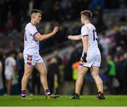 19 November 2022; Kilmacud Crokes Cian O’Connor, left, and Hugh Kenny celebrate after the AIB Leinster GAA Football Senior Club Championship Semi-Final match between Portarlington and Kilmacud Crokes at Croke Park in Dublin. Photo by Daire Brennan/Sportsfile