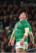 19 November 2022; Tadhg Furlong of Ireland reacts to a decision during the Bank of Ireland Nations Series match between Ireland and Australia at the Aviva Stadium in Dublin. Photo by Harry Murphy/Sportsfile