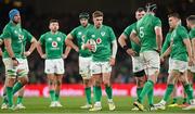 19 November 2022; Jack Crowley of Ireland, centre, with teammates, including, Tadhg Beirne, Caelan Doris, and Garry Ringrose,  during the Bank of Ireland Nations Series match between Ireland and Australia at the Aviva Stadium in Dublin. Photo by Ramsey Cardy/Sportsfile