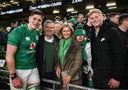 19 November 2022; Joe McCarthy of Ireland with his family after making his debut during the Bank of Ireland Nations Series match between Ireland and Australia at the Aviva Stadium in Dublin. Photo by Harry Murphy/Sportsfile