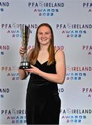 19 November 2022; Courtney Brosnan of Everton and Republic of Ireland, with her PFA Ireland International Women's Player of the Year Award during the PFA Ireland Awards 2022 at the Marker Hotel in Dublin. Photo by Sam Barnes/Sportsfile