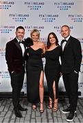 19 November 2022; In attendance are, from left, Shamrock Rovers manager Stephen Bradley, his wife Emma Bradley, alongside Emma Cronin and Glenn Cronin during the PFA Ireland Awards 2022 at the Marker Hotel in Dublin. Photo by Sam Barnes/Sportsfile