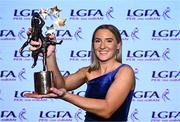 19 November 2022; Niamh McLaughlin of Donegal with her TG4 LGFA All Star award during the TG4 All-Ireland Ladies Football All Stars Awards banquet, in association with Lidl, at the Bonnington Dublin Hotel. Photo by Eóin Noonan/Sportsfile