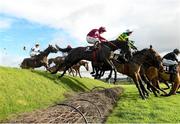 20 November 2022; Delta Work, 3, with Jack Kennedy up, jumps Ruby's Double on their way to winning The Pigsback.com Risk Of Thunder Steeplechase during day two of the Punchestown Festival at Punchestown Racecourse in Kildare. Photo by Matt Browne/Sportsfile