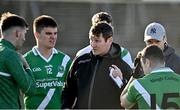 20 November 2022; Moycullen manager Don Connellan gives a  team-talk before the AIB Connacht GAA Football Senior Club Championship Semi-Final match between Moycullen and Strokestown at Tuam Stadium in Tuam, Galway. Photo by Sam Barnes/Sportsfile