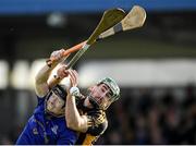 20 November 2022; Mossy Gavin of Ballyea in action against Cian Walsh of St Finbarr’s during the AIB Munster GAA Hurling Senior Club Championship Semi-Final match between Ballyea and St Finbarr's at Cusack Park in Ennis, Clare. Photo by Daire Brennan/Sportsfile