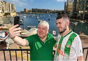 20 November 2022; Republic of Ireland supporters Antony and Danny Hurley, from Pinner, London, take a selfie in Spinola Bay, Malta, before the International Friendly match between Malta and Republic of Ireland at the Ta' Qali National Stadium in Attard, Malta. Photo by Seb Daly/Sportsfile