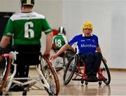 20 November 2022; Maurice Noonan of Munster celebrates after scoring a goal during the M.Donnelly GAA Wheelchair Hurling / Camogie All-Ireland Finals 2022 match between Leinster and Munster at Ashbourne Community School in Ashbourne, Meath. Photo by Eóin Noonan/Sportsfile