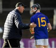 20 November 2022; St Finbarr’s manager Ger Cunningham talks to Jack Cahalane ahead of the AIB Munster GAA Hurling Senior Club Championship Semi-Final match between Ballyea and St Finbarr's at Cusack Park in Ennis, Clare. Photo by Daire Brennan/Sportsfile