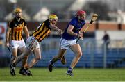 20 November 2022; Brian Hayes of St Finbarr’s in action against Gearóid O’Connell and Gary Brennan of Ballyea, 14, during the AIB Munster GAA Hurling Senior Club Championship Semi-Final match between Ballyea and St Finbarr's at Cusack Park in Ennis, Clare. Photo by Daire Brennan/Sportsfile