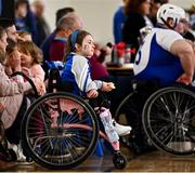 20 November 2022; Munster supporter Ciara Ryan, age 9, from Oola in Limerick, during the M.Donnelly GAA Wheelchair Hurling / Camogie All-Ireland Finals 2022 at Ashbourne Community School in Ashbourne, Meath. Photo by Eóin Noonan/Sportsfile