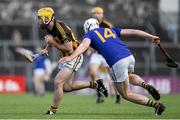 20 November 2022; Gearóid O’Connell of Ballyea in action against Padraig Buggy of St Finbarr’s during the AIB Munster GAA Hurling Senior Club Championship Semi-Final match between Ballyea and St Finbarr's at Cusack Park in Ennis, Clare. Photo by Daire Brennan/Sportsfile