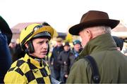20 November 2022; Jockey Paul Townend with trainer Willie Mullins after sending out State Man to win The Unibet Morgiana Hurdle during day two of the Punchestown Festival at Punchestown Racecourse in Kildare. Photo by Matt Browne/Sportsfile