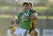 20 November 2022; Sean Kelly of Moycullen in action against Cathal Compton of Strokestown during the AIB Connacht GAA Football Senior Club Championship Semi-Final match between Moycullen and Strokestown at Tuam Stadium in Tuam, Galway. Photo by Sam Barnes/Sportsfile