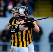 20 November 2022; Pearse Lillis of Ballyea and Tony Kelly celebrate after the AIB Munster GAA Hurling Senior Club Championship Semi-Final match between Ballyea and St Finbarr's at Cusack Park in Ennis, Clare. Photo by Daire Brennan/Sportsfile