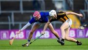 20 November 2022; Brandon O’Connell of Ballyea in action against Ben O’Connor of St Finbarr’s during the AIB Munster GAA Hurling Senior Club Championship Semi-Final match between Ballyea and St Finbarr's at Cusack Park in Ennis, Clare. Photo by Daire Brennan/Sportsfile