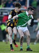 20 November 2022; Cian Deane of Moycullen in action against Shane McGinley of Strokestown during the AIB Connacht GAA Football Senior Club Championship Semi-Final match between Moycullen and Strokestown at Tuam Stadium in Tuam, Galway. Photo by Sam Barnes/Sportsfile