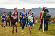 20 November 2022; Eoin Kelly of St. Coca's AC, Kildare, left, Kenneth O'Connell of St. Catherine's AC, Cork, centre, and Patrick Ruane of Moy Valley AC, Mayo, competing in the Boys U12 2000m during the 123.ie Senior and Even Age Cross County Championships at Rosapenna Golf Course in Rosapenna, Donegal. Photo by Ben McShane/Sportsfile