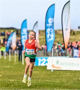 20 November 2022; Holly Renton of Westport AC, Mayo, on her way to second place in the Girls U14 3000m during the 123.ie Senior and Even Age Cross County Championships at Rosapenna Golf Course in Rosapenna, Donegal. Photo by Ben McShane/Sportsfile