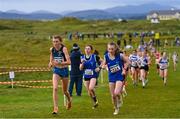 20 November 2022; Eve Dunphy of St. Senans AC, Kilkenny, left, Katie Hennessy of Midleton AC, Cork, centre, and Rachel O'flynn of Grange/Fermoy AC, Cork, competing in the Girls U16 4000m during the 123.ie Senior and Even Age Cross County Championships at Rosapenna Golf Course in Rosapenna, Donegal. Photo by Ben McShane/Sportsfile